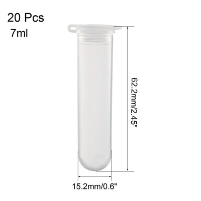 Harfington Uxcell 20 Pcs 7ml Plastic Centrifuge Tubes with Attached Cap, Round Bottom