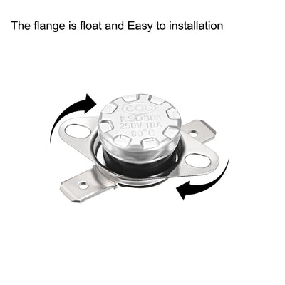 Harfington Uxcell 5pcs Temperaturregler Schalter Thermostat 80 °C 10A N.C 6,3mm Stift Bimetall