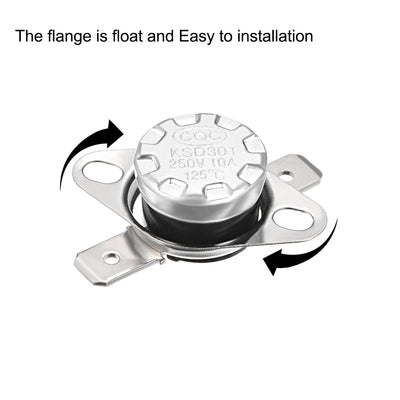 Harfington Uxcell 5pcs Bimetall Temperatur Reglerschalter Thermostat 125 ° C 10A N.C 6,3mm Stift