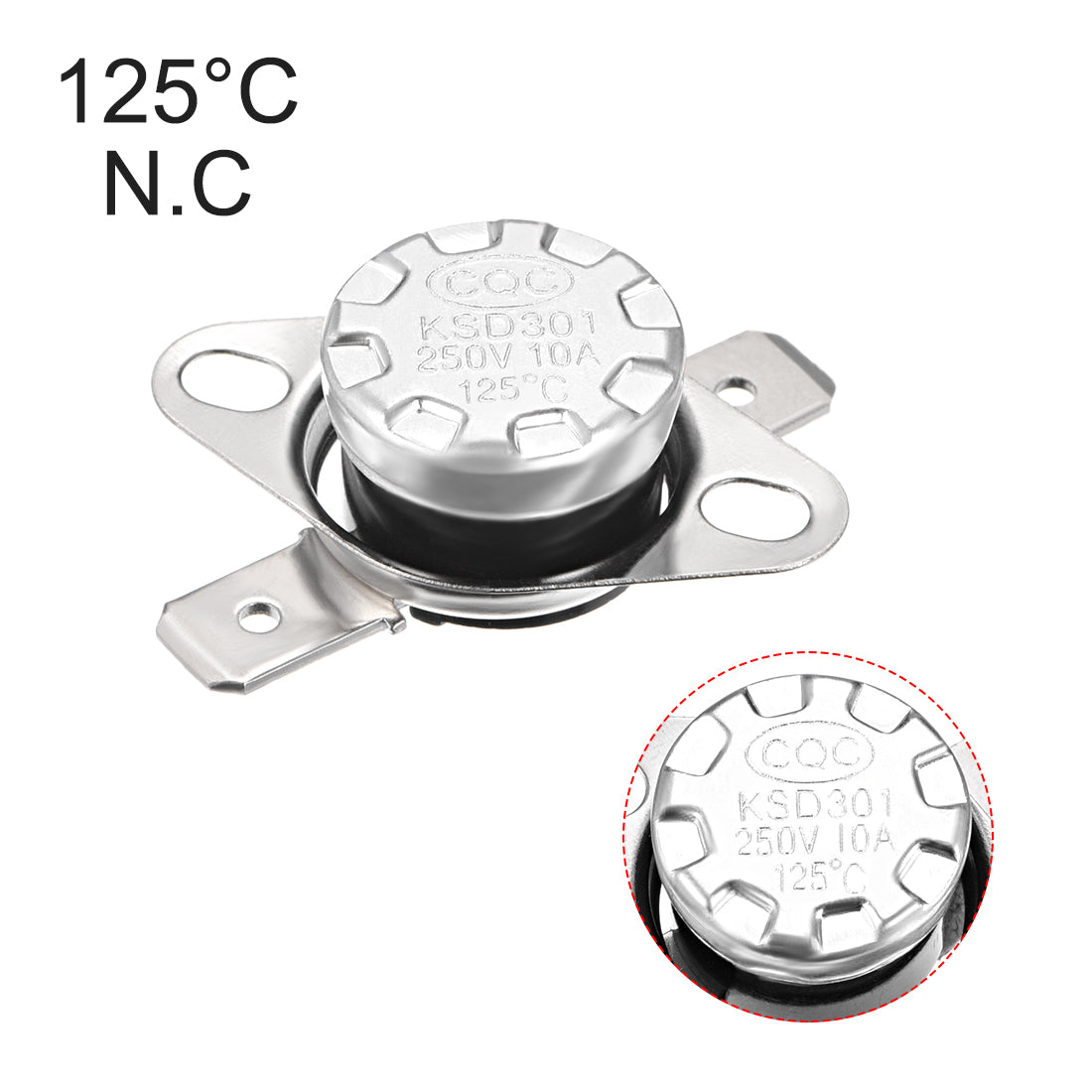 uxcell Uxcell 5pcs Bimetall Temperatur Reglerschalter Thermostat 125 ° C 10A N.C 6,3mm Stift