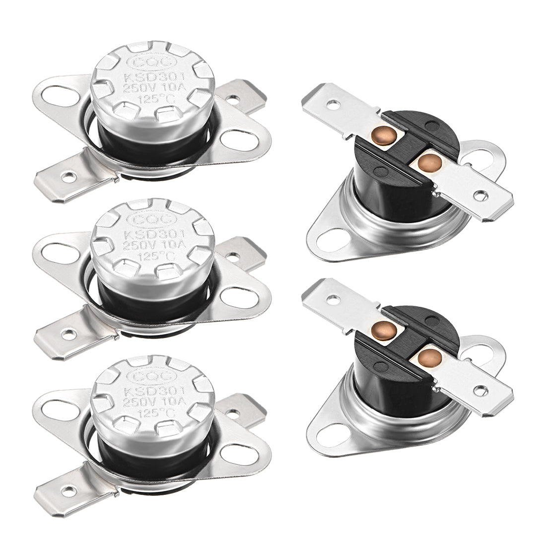 uxcell Uxcell 5pcs Bimetall Temperatur Reglerschalter Thermostat 125 ° C 10A N.C 6,3mm Stift