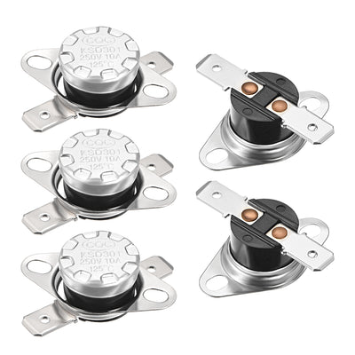 Harfington Uxcell 5pcs Bimetall Temperatur Reglerschalter Thermostat 125 ° C 10A N.C 6,3mm Stift