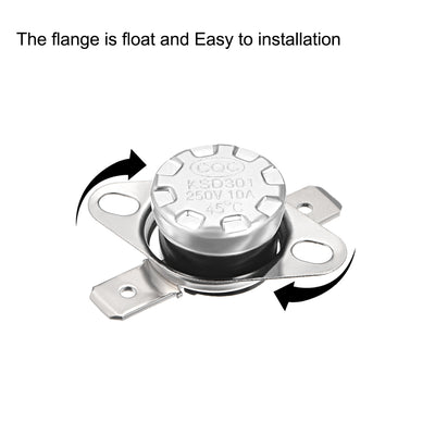 Harfington Uxcell KSD301 Thermostat 45°C/113°F 10A Schließer N.O Einstellen Schnappscheiben-Temperaturschalter 2 Stück