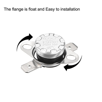 Harfington Uxcell Temperature Control Switch , Thermostat , KSD301 95°C , 10A , Normally Open N.O 6.3mm Pin 5pcs,Bakelite Material