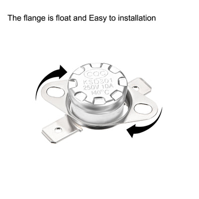 Harfington Uxcell KSD301 Thermostat 140 °C / 284 °F 10A Normalerweise geschlossen N.C. Einstellen der Schnappscheiben-Temperaturschalter für Mikrowelle, Backofen, Kaffeemaschine 2 Stück