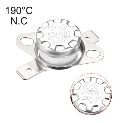 Harfington Uxcell Temperature Control Switch , Thermostat , KSD301 190°C , 10A , Normally Closed N.C 6.3mm Pin 2pcs,Ceramic Material