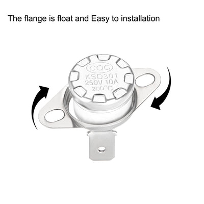 Harfington Uxcell KSD301 Thermostat 200 °C/392 °F 10A Normalerweise geschlossen N.C Einstellen der Temperaturschalter mit Schnappscheibe 2 Stück