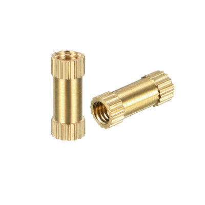 Harfington Uxcell M3 x 10mm(L) x 4mm(OD) Female Thread Brass Knurled Threaded Insert Embedment Nuts, 50 Pcs