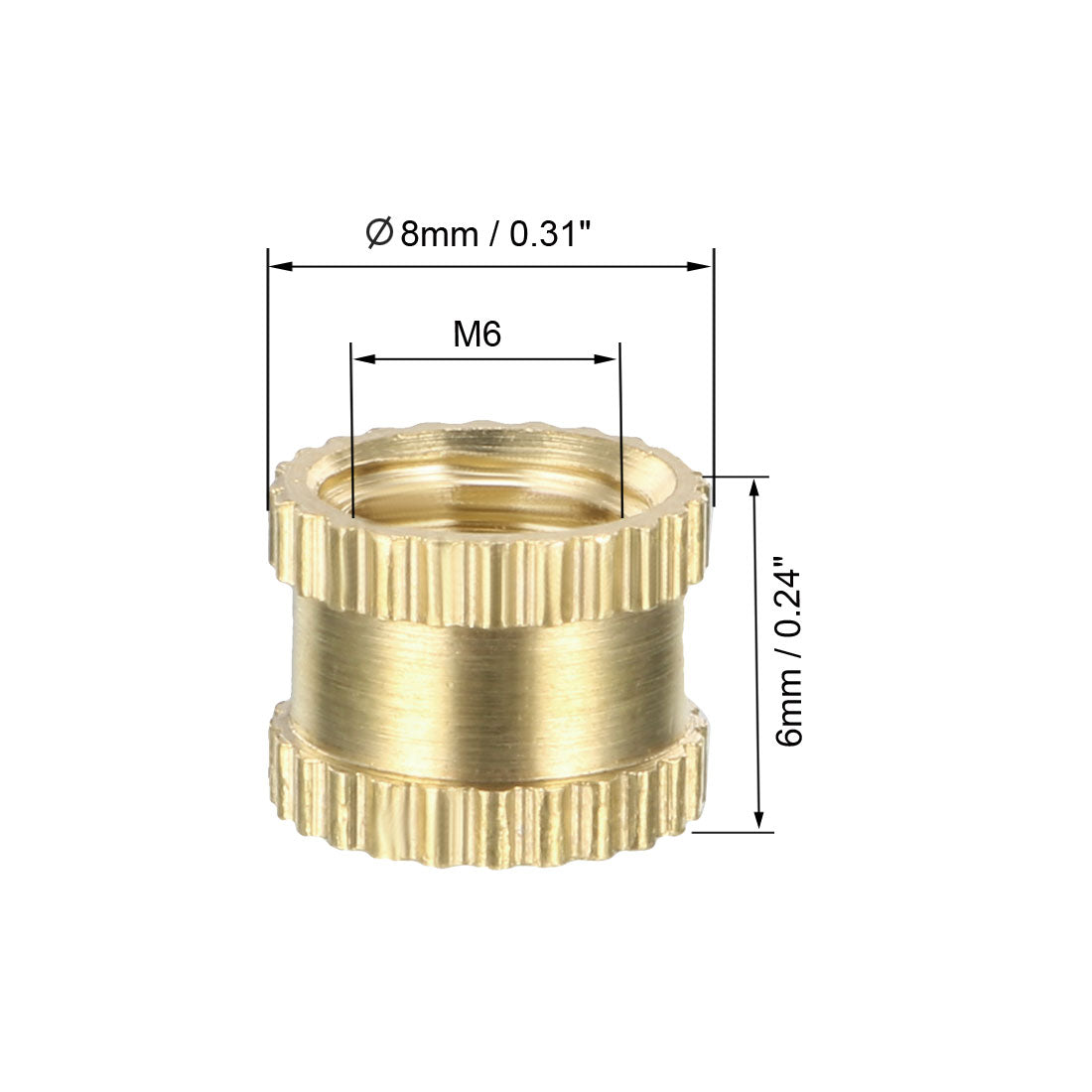 uxcell Uxcell M6 x 1mm Female Brass Knurled Threaded Insert Embedment Nut for 3D Printer, 50Pcs