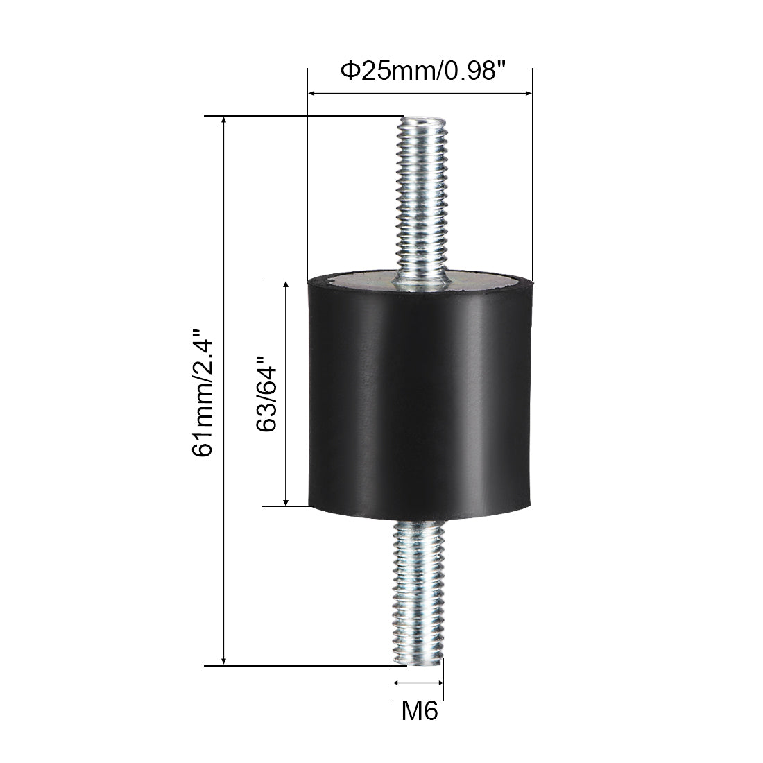 uxcell Uxcell 3 Stk.Gummischau Absorbieren Vibration Isolator M6x18mm Bolzen 63/64''x 63/64'' de