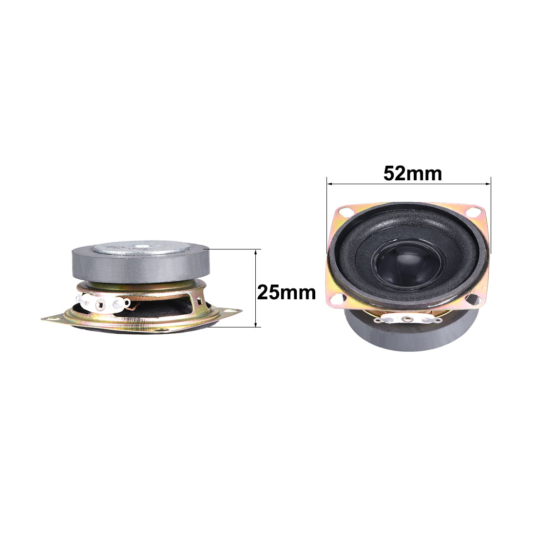 uxcell Uxcell 2St 3W Lautsprecher quadratische Form 4 Ohm für DIY-Audio-Lautsprecher 52mm