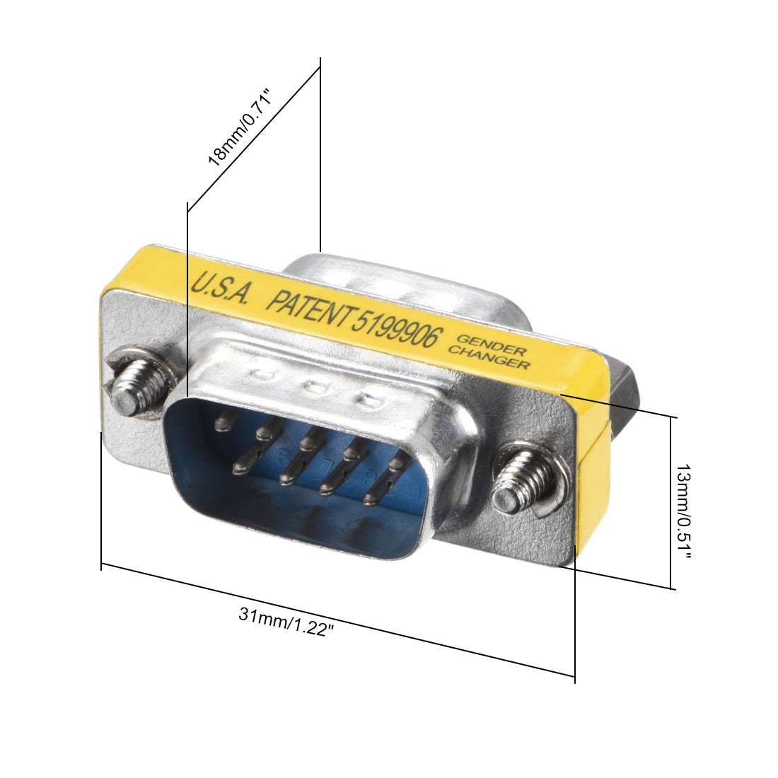 uxcell Uxcell DB9 VGA Gender Changer 9 Pin Male to Male 2-row Mini Gender Changer Coupler Adapter Connector for Serial Applications Blue 5pcs