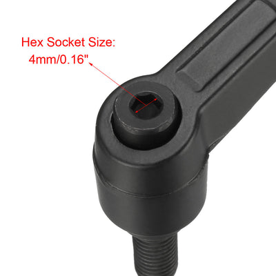 Harfington Uxcell M12 x 60mm Handle Adjustable Clamping Lever Thread Push Button Ratchet Male Threaded Stud