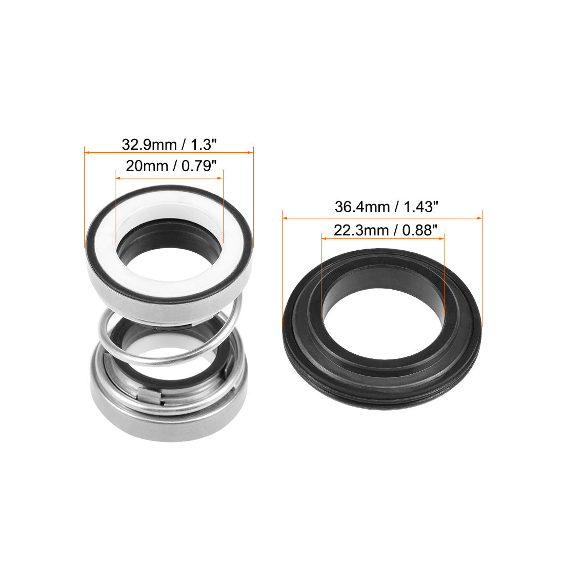 uxcell Uxcell Mechanical Shaft Seal Replacement 22.3mm ID for Pool Spa Pump 202-20