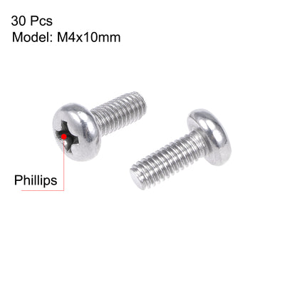 Harfington Uxcell Machine Screws Pan Phillips Cross Head Screw, Fasteners Bolts 30Pcs