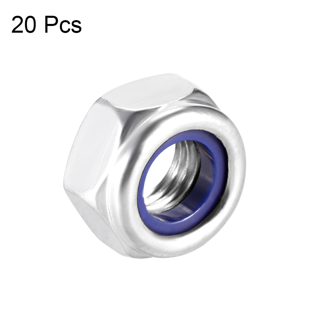 uxcell Uxcell M10x1.5mm Hex Lock Nuts Stainless Steel Nylon Insert Self-Lock Nut, 20Pcs Silver