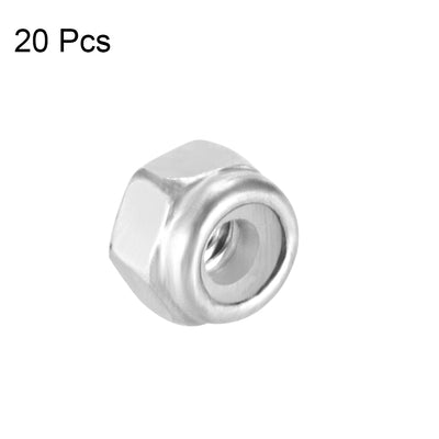 Harfington Uxcell M2x0.4mm Hex Lock Nuts Stainless Steel Nylon Insert Self-Lock Nuts, 20Pcs Silver