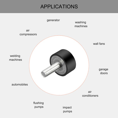Harfington Uxcell Thread Rubber Mounts,Vibration Isolators,Cylindrical w Studs  4pcs