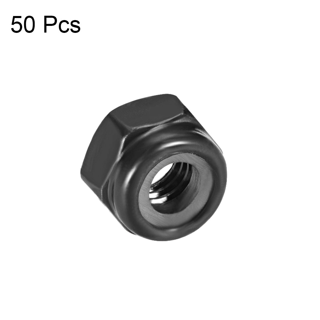 uxcell Uxcell M4x0.7mm Hex Lock Nuts Carbon Steel Nylon Insert Self-Lock Nuts, 50Pcs Black