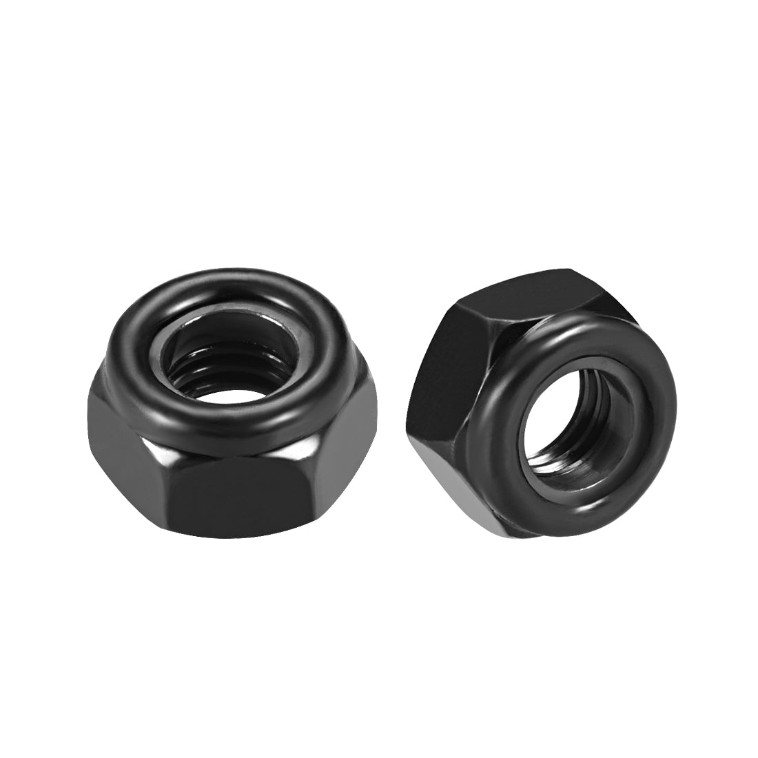 uxcell Uxcell M8x1.25mm Hex Lock Nuts Carbon Steel Nylon Insert Self-Lock Nuts, 20Pcs Black