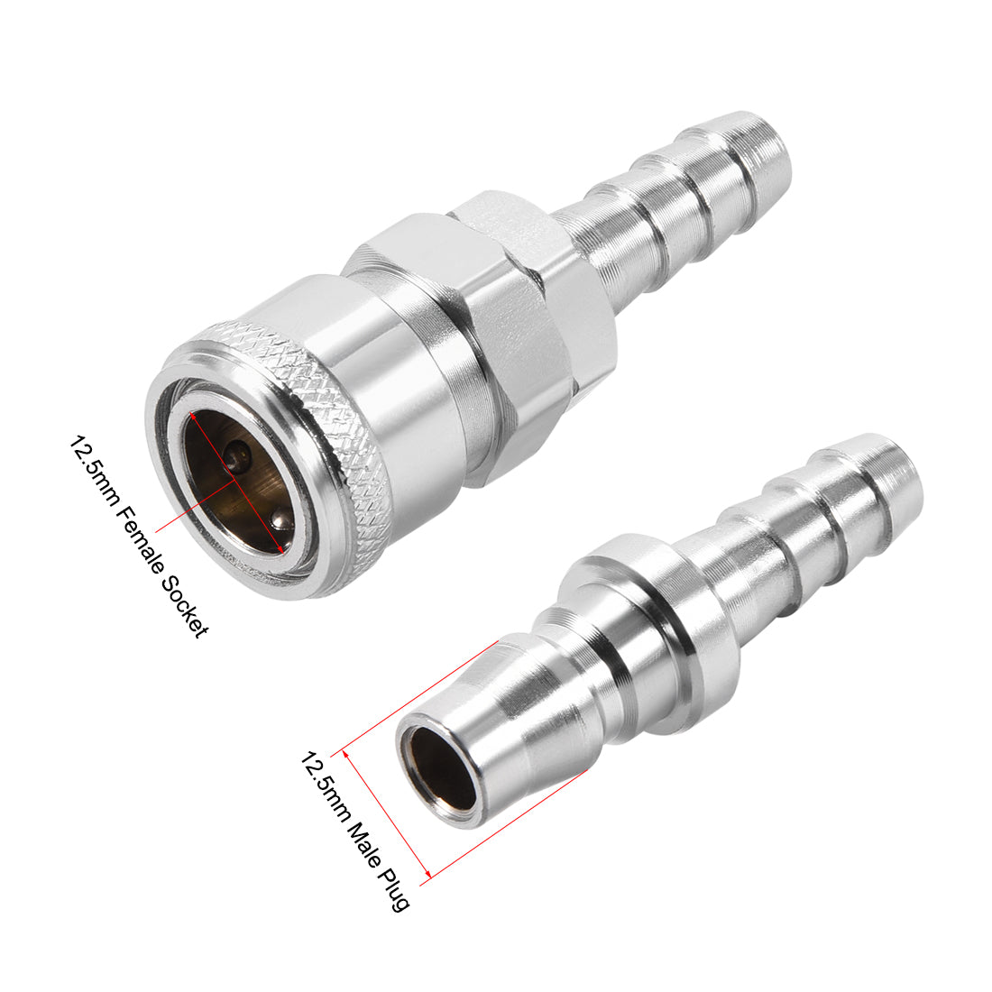 uxcell Uxcell Quick Coupler, Air Hose Fitting Connector 10.5mm Barb Quick Disconnect Set