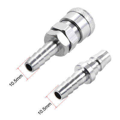 Harfington Uxcell Quick Coupler, Air Hose Fitting Connector 10.5mm Barb Quick Disconnect Set