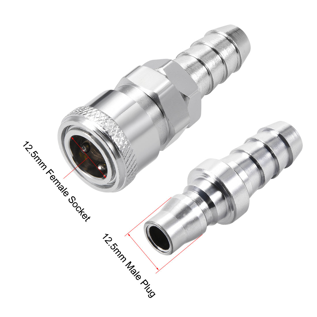 uxcell Uxcell Quick Coupler, Air Hose Fitting Connector 13.3mm Barb Quick Disconnect Set