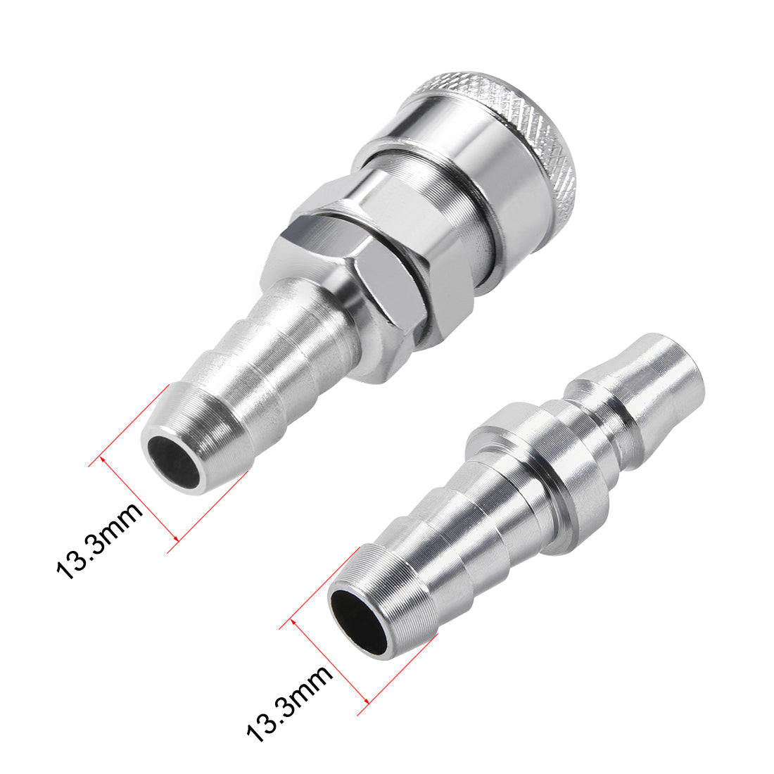 uxcell Uxcell Quick Coupler, Air Hose Fitting Connector 13.3mm Barb Quick Disconnect Set