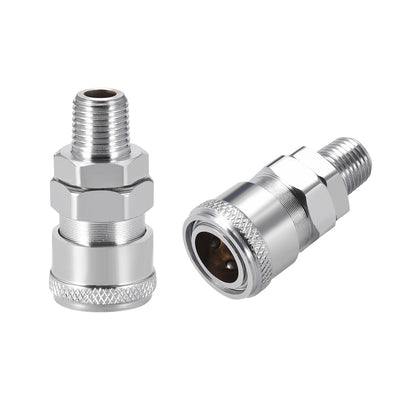 Harfington Uxcell Air Hose Coupler ,Pressure  Accessories 1/4" G Male Nipple to 1/4" Female Socket Quick Connect Coupler Fittings 2pcs