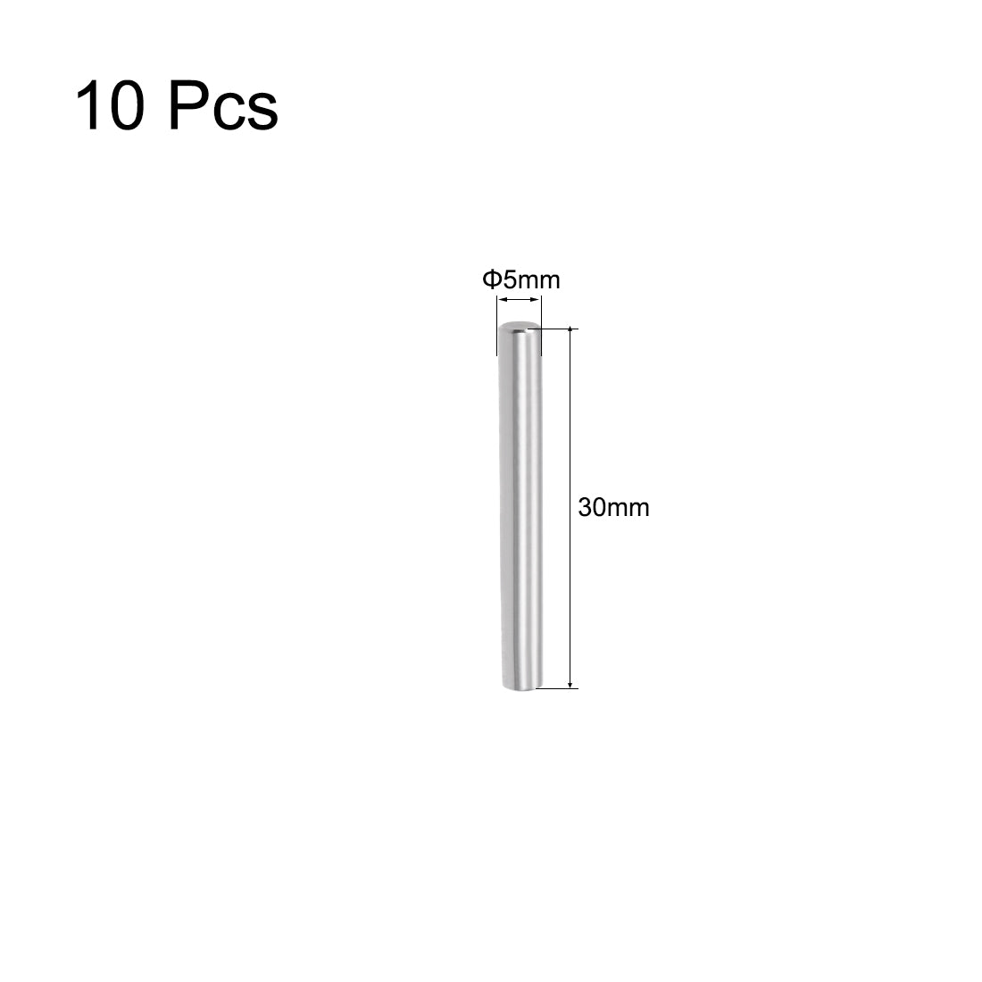 uxcell Uxcell 10Pcs 5mm x 30mm Dowel Pin 304 Stainless Steel Shelf Support Pin Fasten Elements Silver Tone