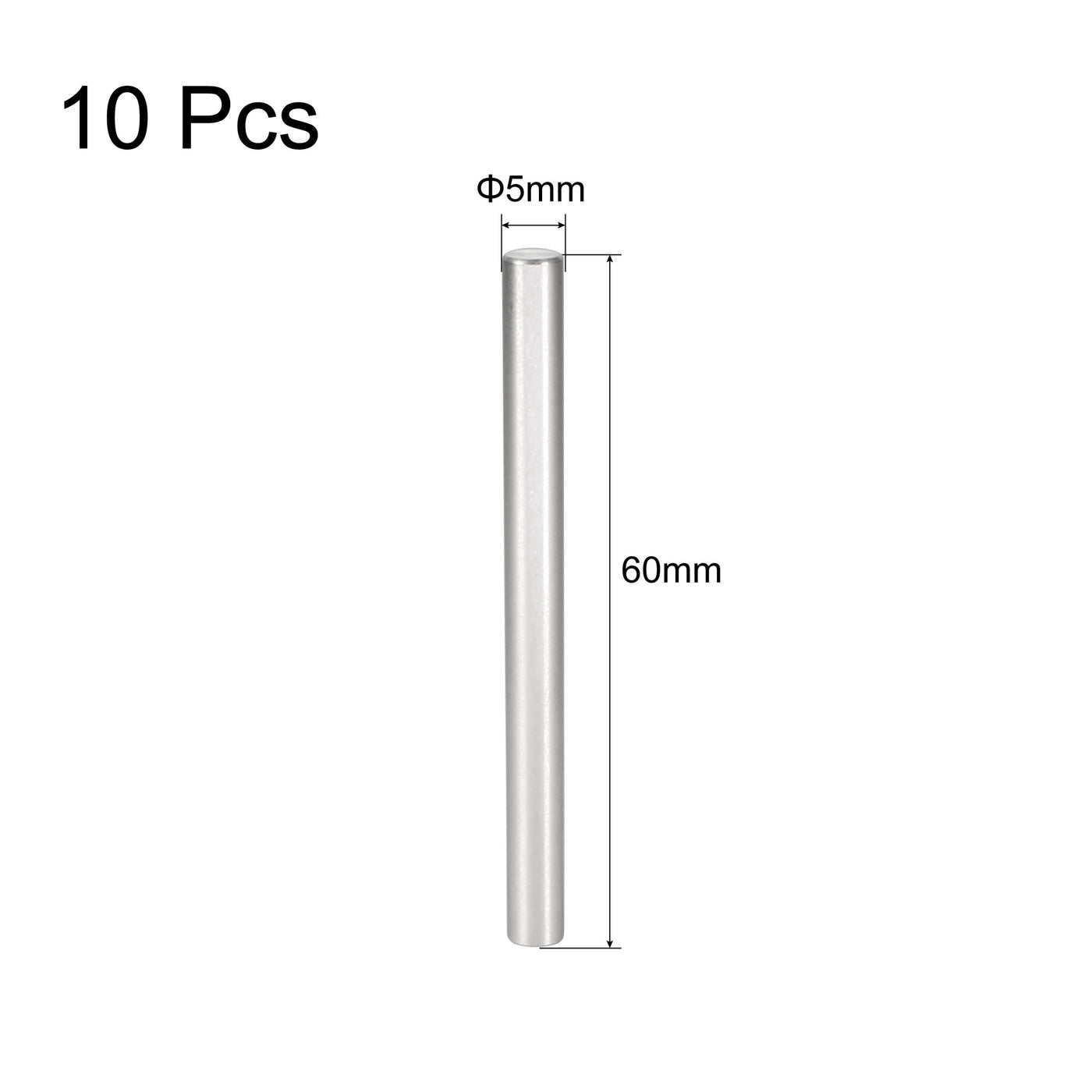 uxcell Uxcell 10Pcs 5mm x 60mm Dowel Pin 304 Stainless Steel Shelf Support Pin Fasten Elements Silver Tone