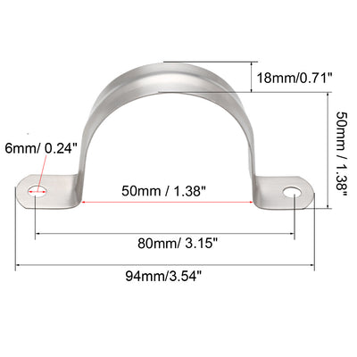 Harfington Uxcell Rigid Pipe Strap Tube 304 Stainless Steel Tension Tube Clip Clamp