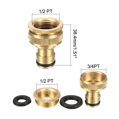 Harfington Uxcell Brass Garden Hose Threaded  Connector, 1/2 PT and 3/4 PT Female Thread  Adapter