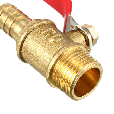 Harfington Uxcell 3/8PT Male Threaded x 10mm Barb Brass Mini Ball Valve, 180 Degree Operation Handle