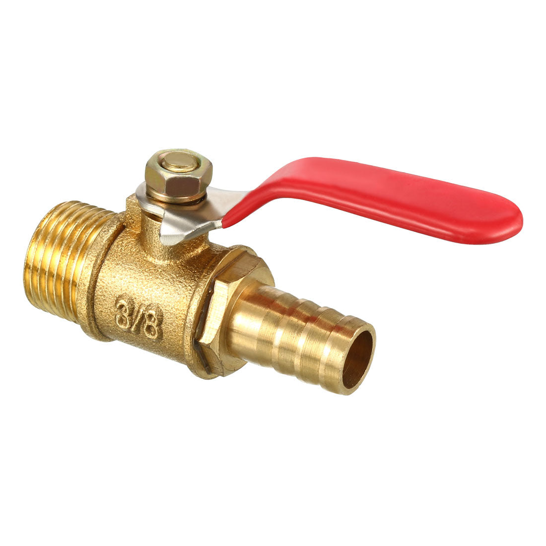 uxcell Uxcell 3/8PT Male Threaded x 10mm Barb Brass Mini Ball Valve, 180 Degree Operation Handle