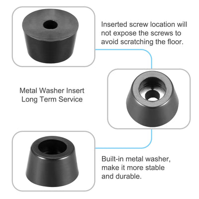 Harfington Uxcell Rubber Feet Bumpers Pads D12x10xH7mm Black 4pcs