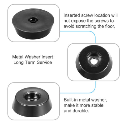 Harfington Uxcell Rubber Feet Bumpers Pads D18x15xH5mm Black 12pcs