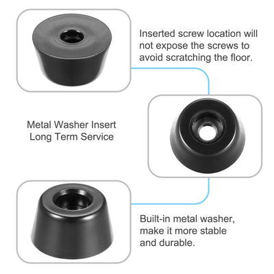 Harfington Uxcell Rubber Feet Bumpers Pads D18x15xH11mm Black 4pcs