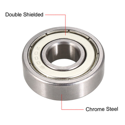 Harfington Uxcell Deep Groove Ball Bearing Metric Double Shielded Chrome Steel ABEC1 Z1