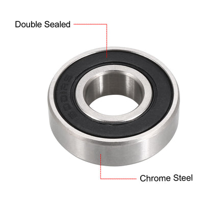 Harfington Uxcell Deep Groove Ball Bearing Double Sealed Chrome Steel P0 Z1 Metric Bearings