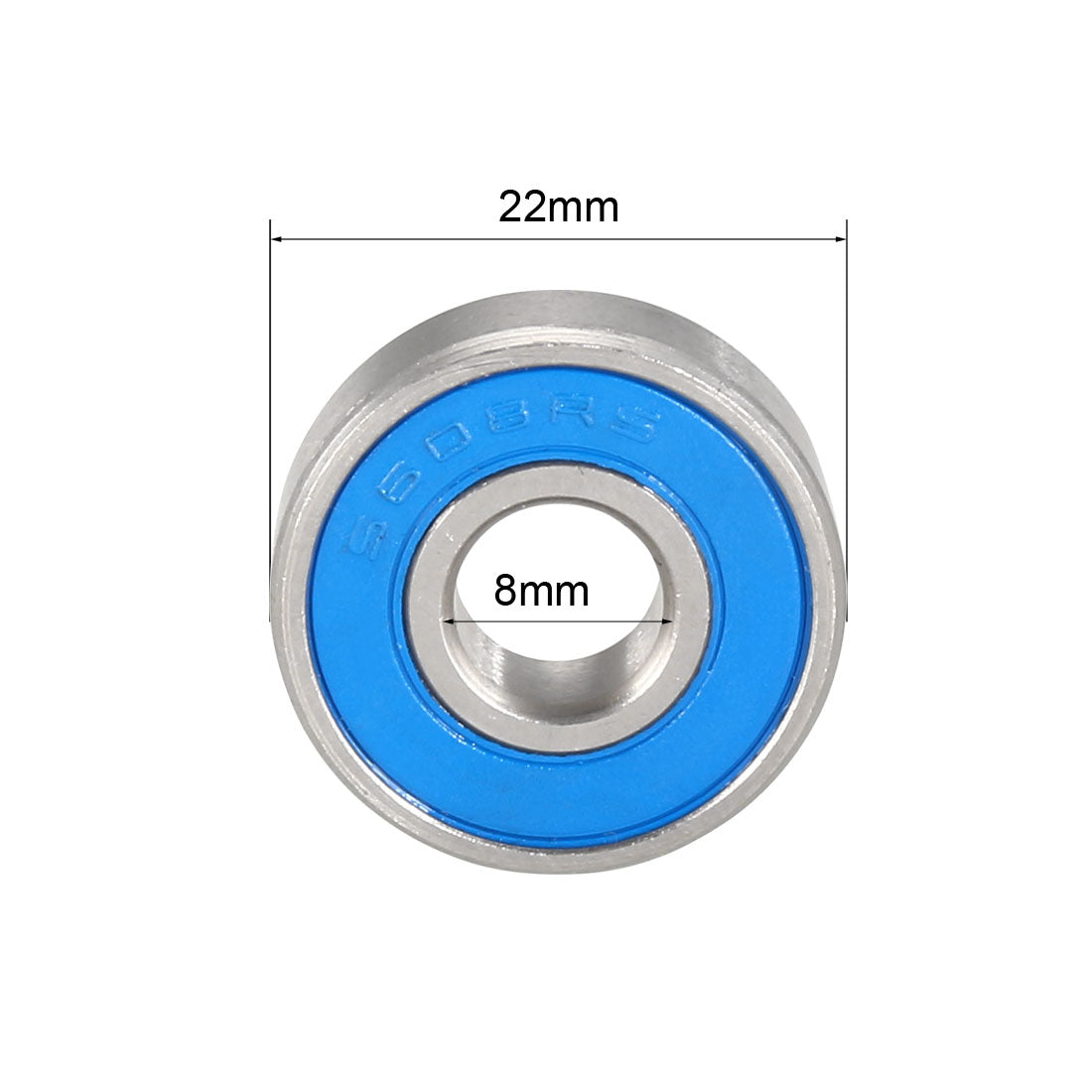 uxcell Uxcell Deep Groove Ball Bearings Double Sealed Stainless Steel Blue Cover