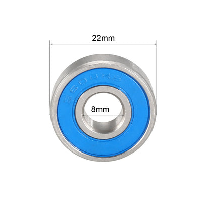 Harfington Uxcell Deep Groove Ball Bearings Double Sealed Stainless Steel Blue Cover