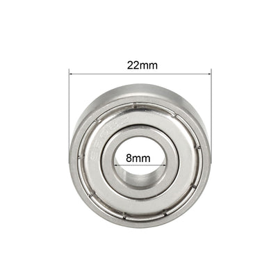 Harfington Uxcell S608ZZ Stainless Steel Ball Bearing 8x22x7mm Double Shielded S608Z Bearings (Z2 Lever)