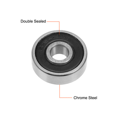 Harfington Uxcell Deep Groove Ball Bearings Metric Double Sealed Chrome Steel Rollers