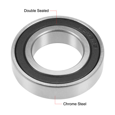 Harfington Uxcell Deep Groove Ball Bearing Double Sealed Chrome Steel Bearings