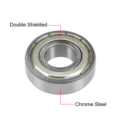 Harfington Uxcell Deep Groove Ball Bearing Metric Double Shield Chrome Steel ABEC1 Z1