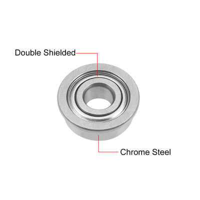 Harfington Uxcell Miniature Flange Deep Groove Ball Bearings Double Shielded Chrome Steel