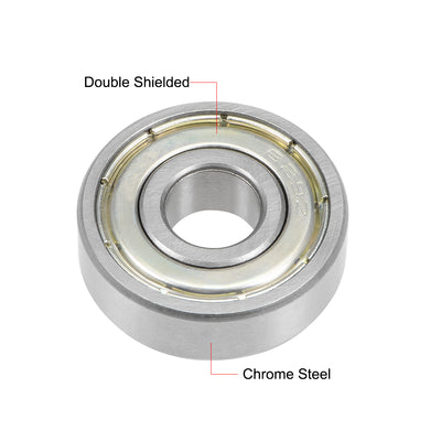 Harfington Uxcell Deep Groove Ball Bearing Metric Double Shielded Chrome Steel ABEC1 Z1 Level