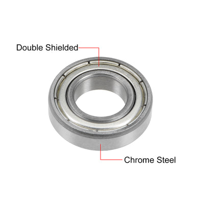 Harfington Uxcell Deep Groove Ball Bearing Double Shielded Chrome Metric Bearings P0 Z1