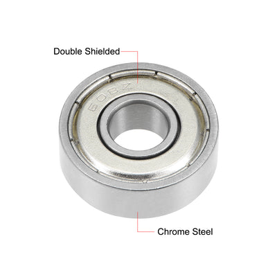 Harfington Uxcell 608ZZ Deep Groove Ball Bearing 8x22x7mm Double Shielded Chrome Bearings 10pcs